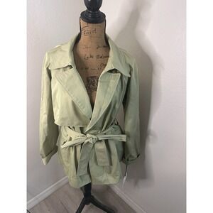 Bagatelle Collection Women Belted Collared Trench Coat Sage Green - NWT Size XL